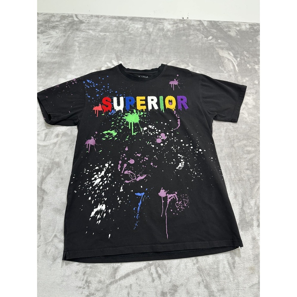 Bleecker and Mercer Shirt‎ Men's Size Large Black Embroidered Puff Lettering EUC
